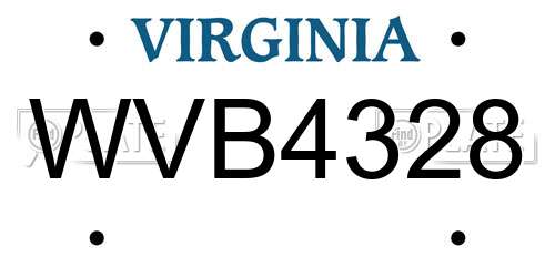 WVB4328 Virginia License Plate