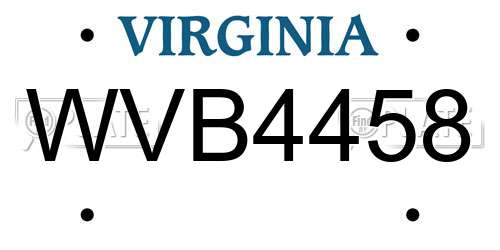 WVB4458 Virginia License Plate