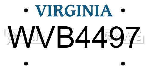 WVB4497 Virginia License Plate