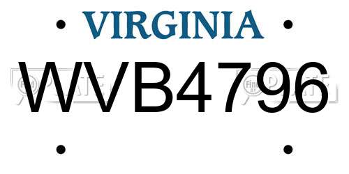 WVB4796 Virginia License Plate