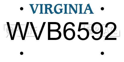 WVB6592 Virginia License Plate
