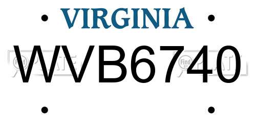 WVB6740 Virginia License Plate