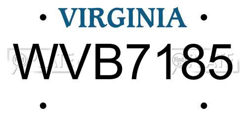 WVB7185 Virginia License Plate