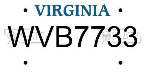 WVB7733 Virginia License Plate