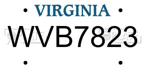 WVB7823 Virginia License Plate