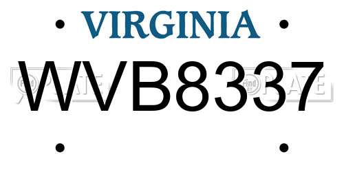 WVB8337 Virginia License Plate