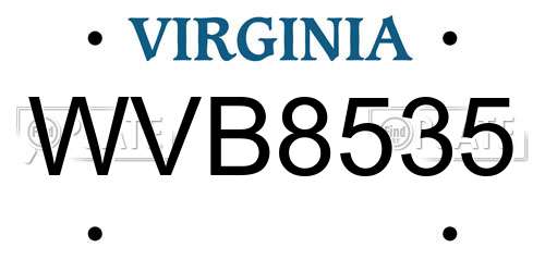 WVB8535 Virginia License Plate