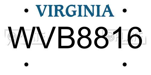 WVB8816 Virginia License Plate
