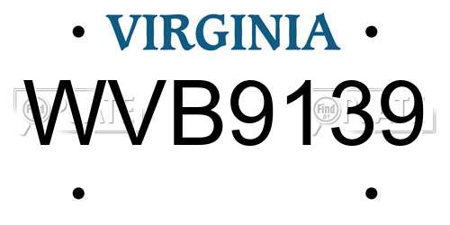 WVB9139 Virginia License Plate