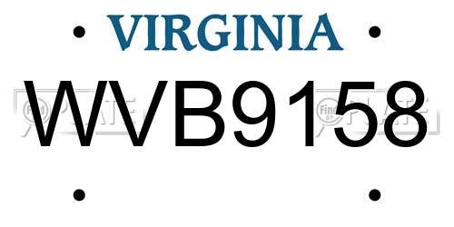 WVB9158 Virginia License Plate