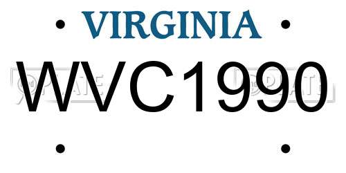WVC1990 Virginia License Plate