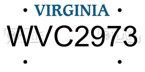 WVC2973 Virginia License Plate