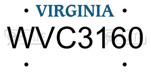 WVC3160 Virginia License Plate