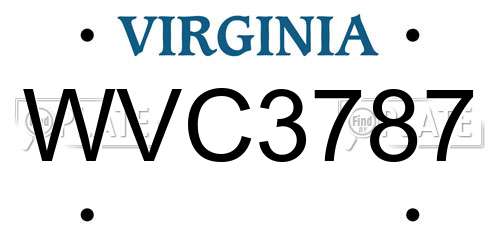 WVC3787 Virginia License Plate