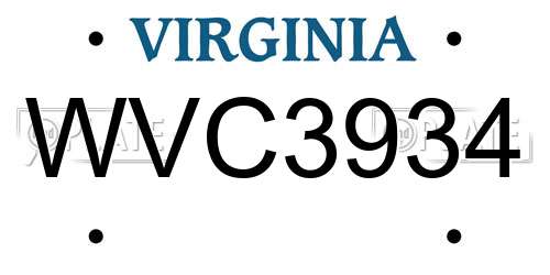 WVC3934 Virginia License Plate