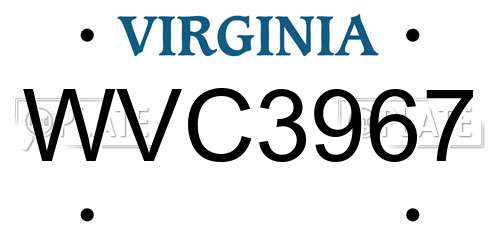 WVC3967 Virginia License Plate