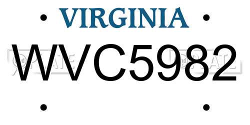 WVC5982 Virginia License Plate