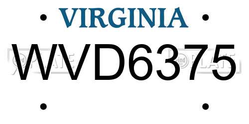 WVD6375 Virginia License Plate
