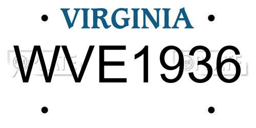 WVE1936 Virginia License Plate