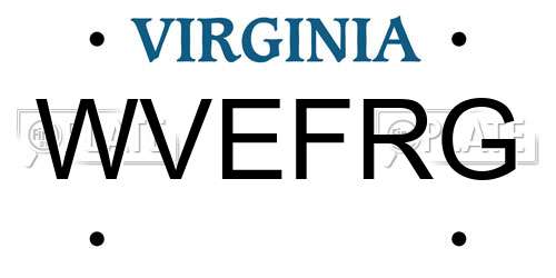 WVEFRG Virginia License Plate
