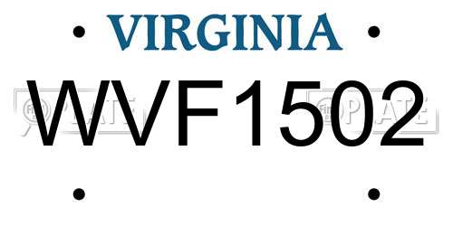WVF1502 Virginia License Plate