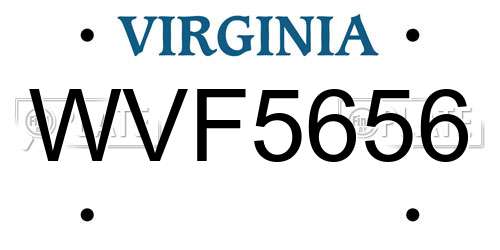 WVF5656 Virginia License Plate