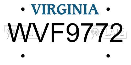 WVF9772 Virginia License Plate