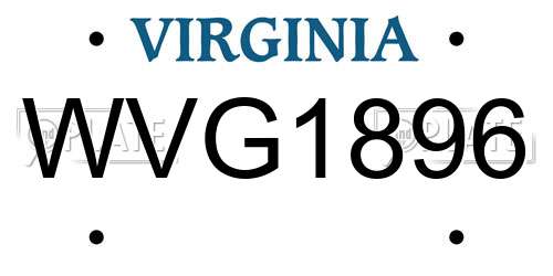 WVG1896 Virginia License Plate
