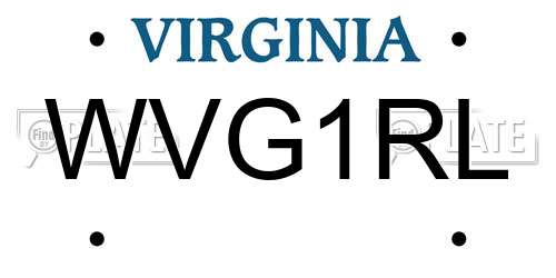 WVG1RL Virginia License Plate