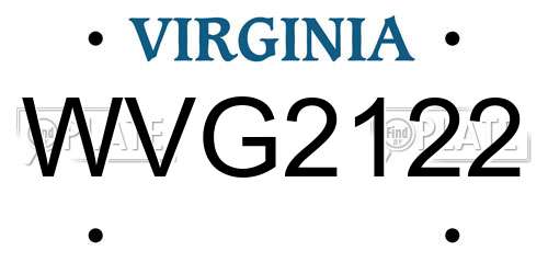 WVG2122 Virginia License Plate
