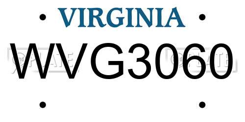 WVG3060 Virginia License Plate