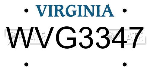 WVG3347 Virginia License Plate
