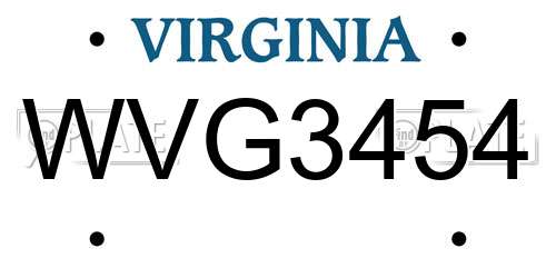 WVG3454 Virginia License Plate