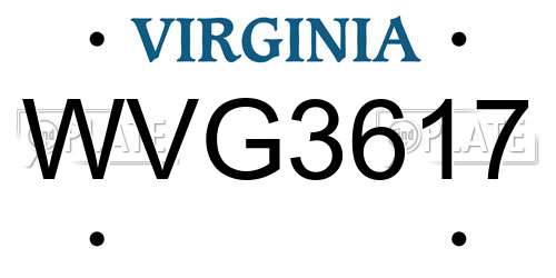 WVG3617 Virginia License Plate
