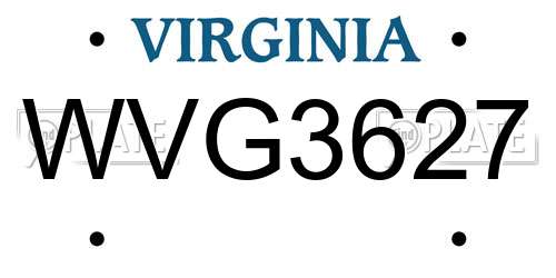 WVG3627 Virginia License Plate
