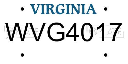 WVG4017 Virginia License Plate