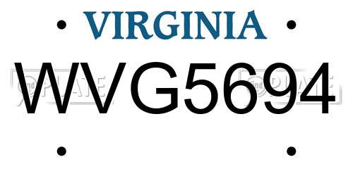 WVG5694 Virginia License Plate