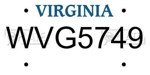 WVG5749 Virginia License Plate