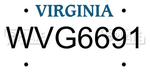 WVG6691 Virginia License Plate