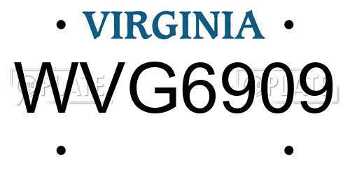 WVG6909 Virginia License Plate