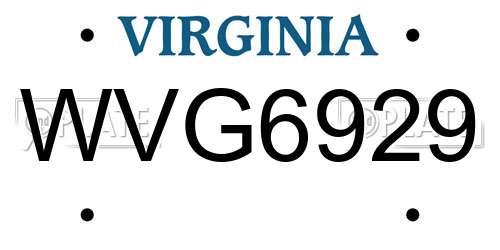 WVG6929 Virginia License Plate