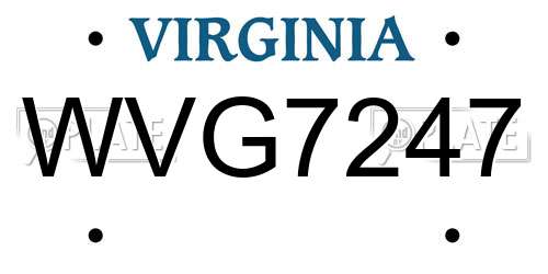 WVG7247 Virginia License Plate