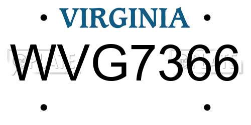 WVG7366 Virginia License Plate