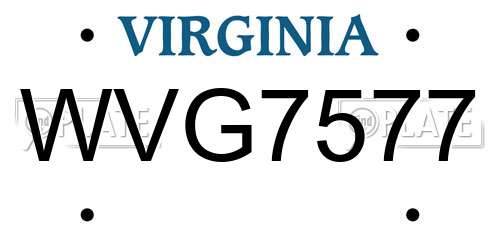 WVG7577 Virginia License Plate