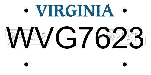 WVG7623 Virginia License Plate