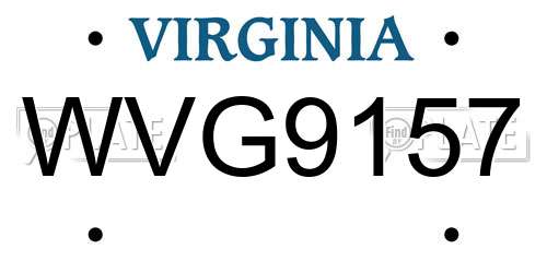 WVG9157 Virginia License Plate