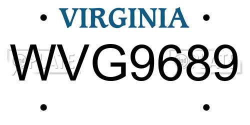WVG9689 Virginia License Plate