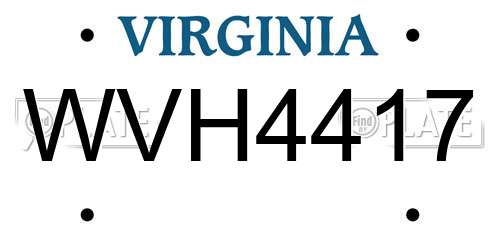 WVH4417 Virginia License Plate