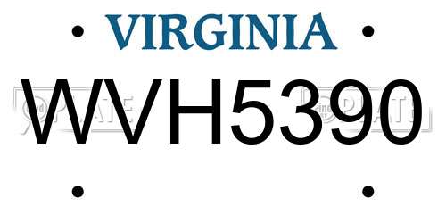 WVH5390 Virginia License Plate
