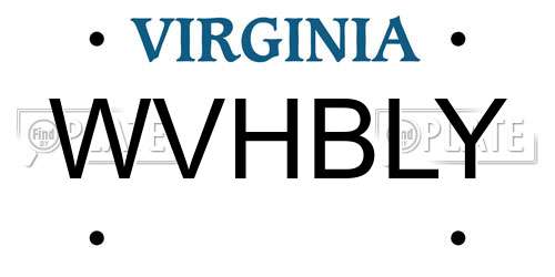 WVHBLY Virginia License Plate